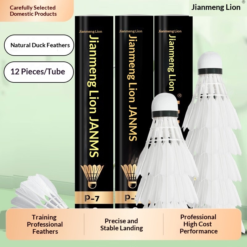 Badminton Event - ลูกแบดมินตันขนห่าน Lion 12 แพ็ค ทนทาน สีขาวดำ