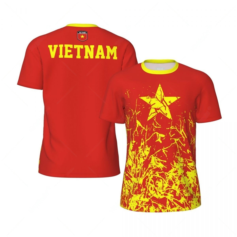 Badminton Vietnam - เวียดนามธงกราฟิกฟุตบอลเสื้อ T Mens สัญลักษณ์แห่งชาติ 3D พิมพ์กีฬาเสื้อยืดวิ่งจักรยานฟุตบอลเทนนิสฟิตเนส