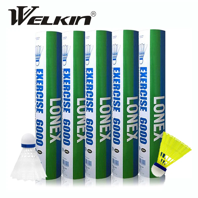 Nylon Shuttlecock 12 - 12 ชิ้น/บาร์เรล Super Strong ไนลอนพลาสติกแบดมินตันสวมใส่ฟิตเนสการฝึกอบรมสีขาวสีเหลืองสีชมพูลูกอุปกรณ์เสริม